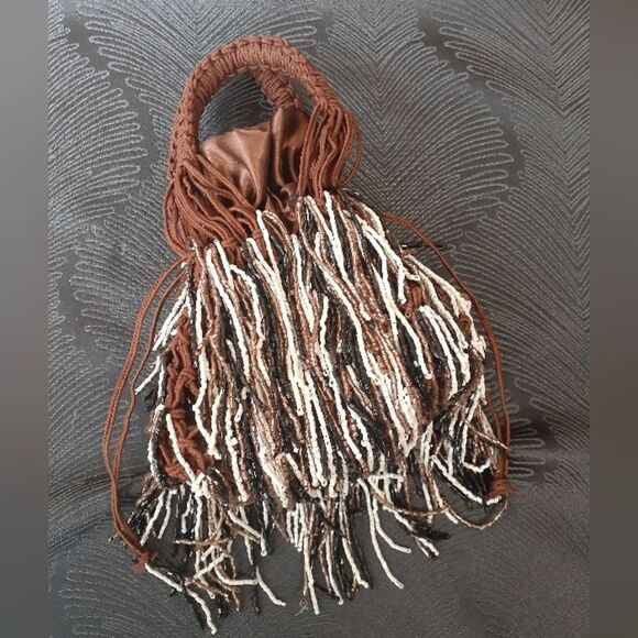 Zara Nwot Beaded And Fringed Mini Bucket Bag - Picture 10 of 15